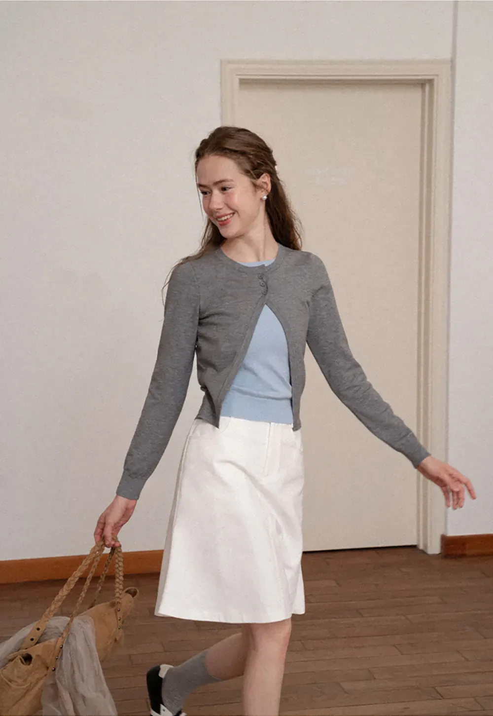 Asymmetrical Button Front Knit Cardigan