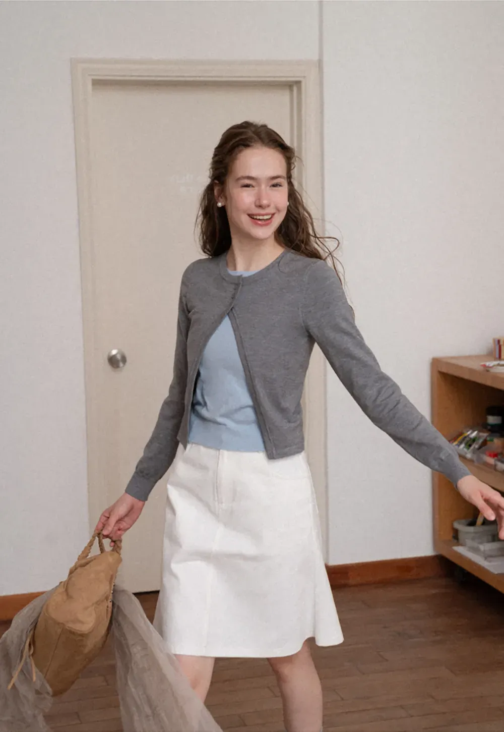 Asymmetrical Button Front Knit Cardigan