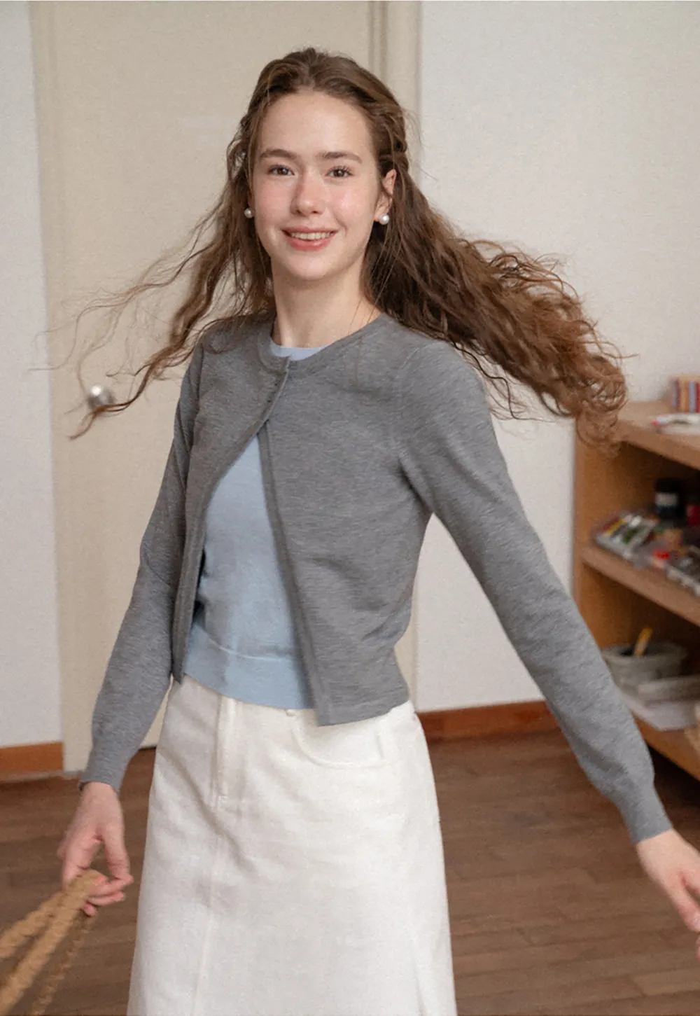 Asymmetrical Button Front Knit Cardigan