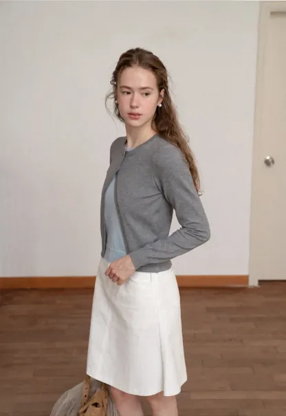 Asymmetrical Button Front Knit Cardigan