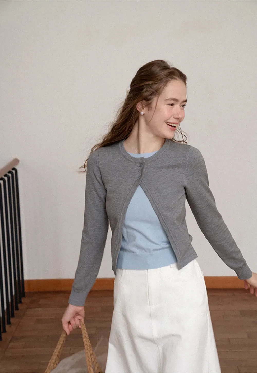 Asymmetrical Button Front Knit Cardigan