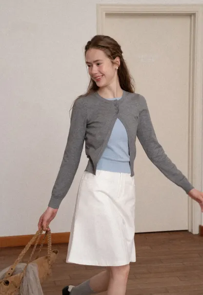 Asymmetrical Button Front Knit Cardigan
