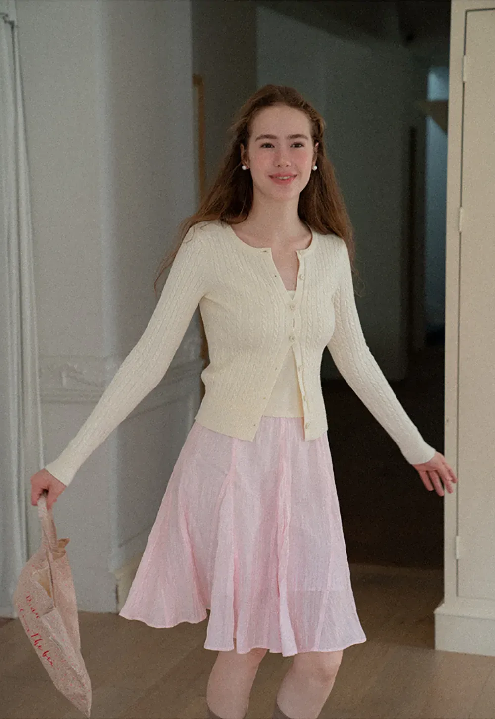 Ribbed Knit Cardigan with Button Front and V Neck