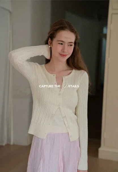 Ribbed Knit Cardigan with Button Front and V Neck