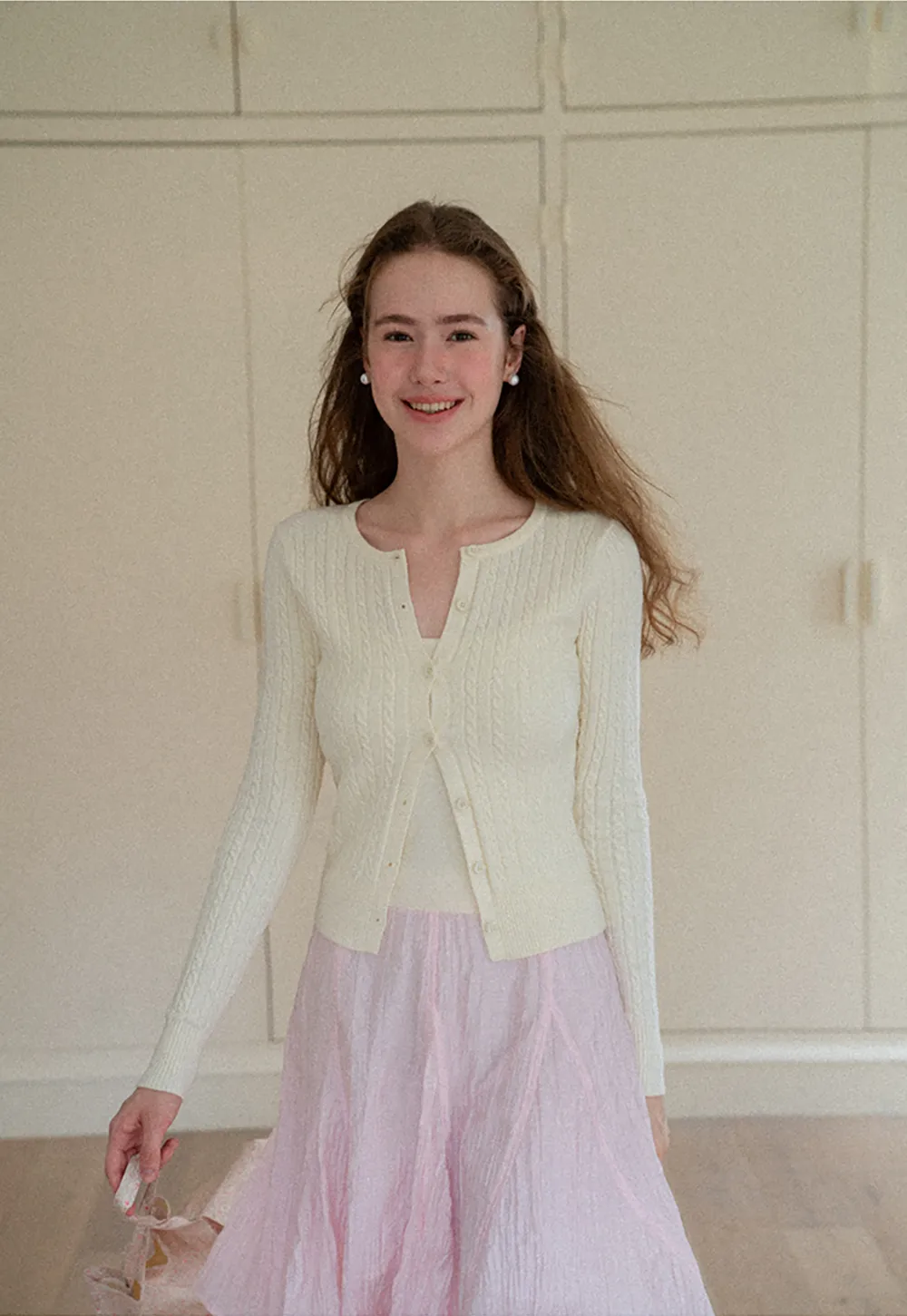 Ribbed Knit Cardigan with Button Front and V Neck