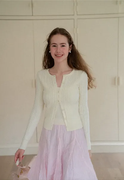 Ribbed Knit Cardigan with Button Front and V Neck