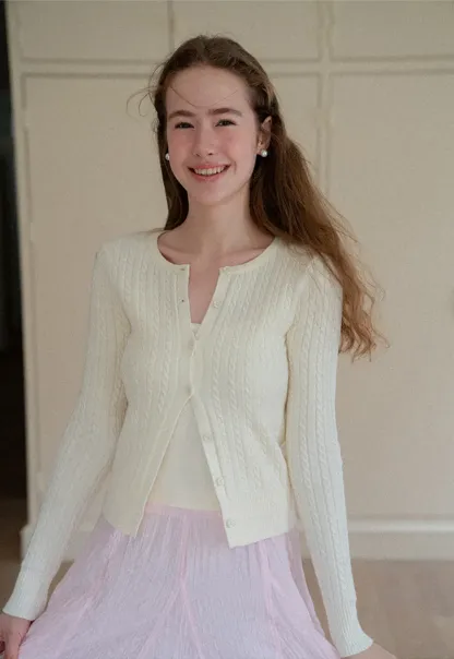 Ribbed Knit Cardigan with Button Front and V Neck