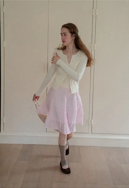 Ribbed Knit Cardigan with Button Front and V Neck