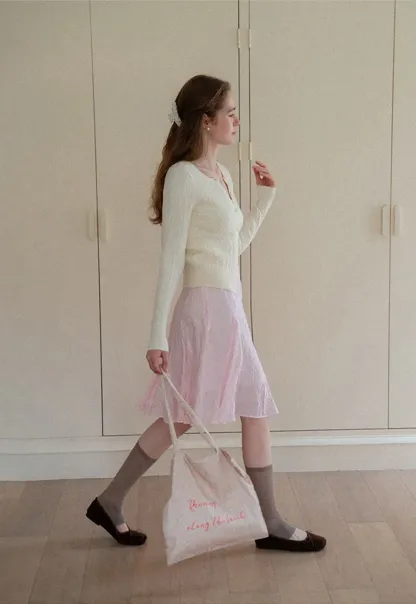 Ribbed Knit Cardigan with Button Front and V Neck