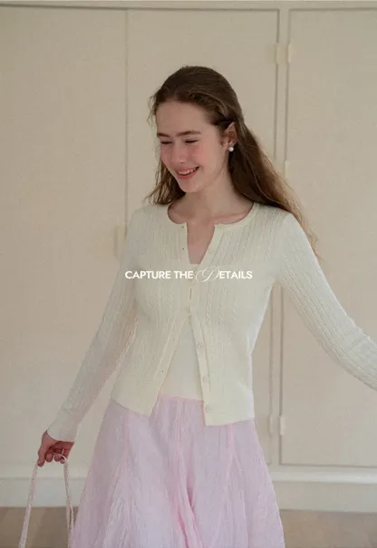 Ribbed Knit Cardigan with Button Front and V Neck