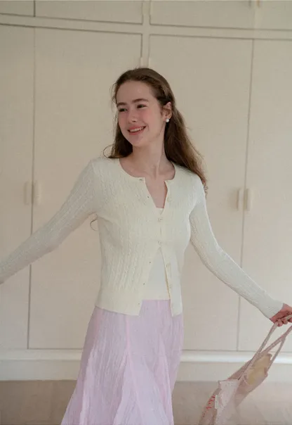 Ribbed Knit Cardigan with Button Front and V Neck