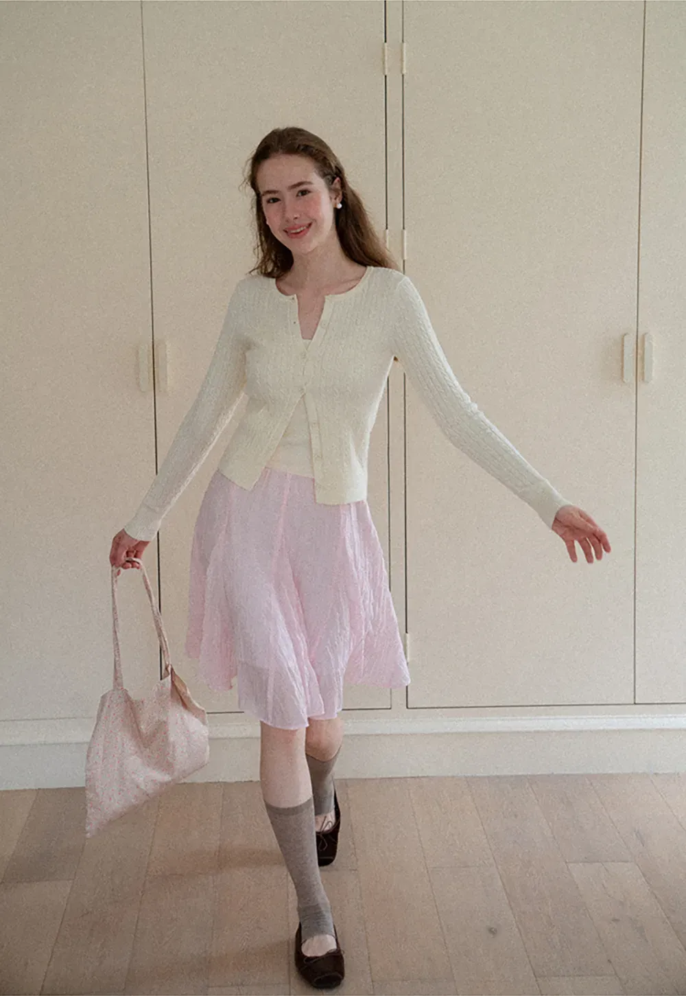 Ribbed Knit Cardigan with Button Front and V Neck