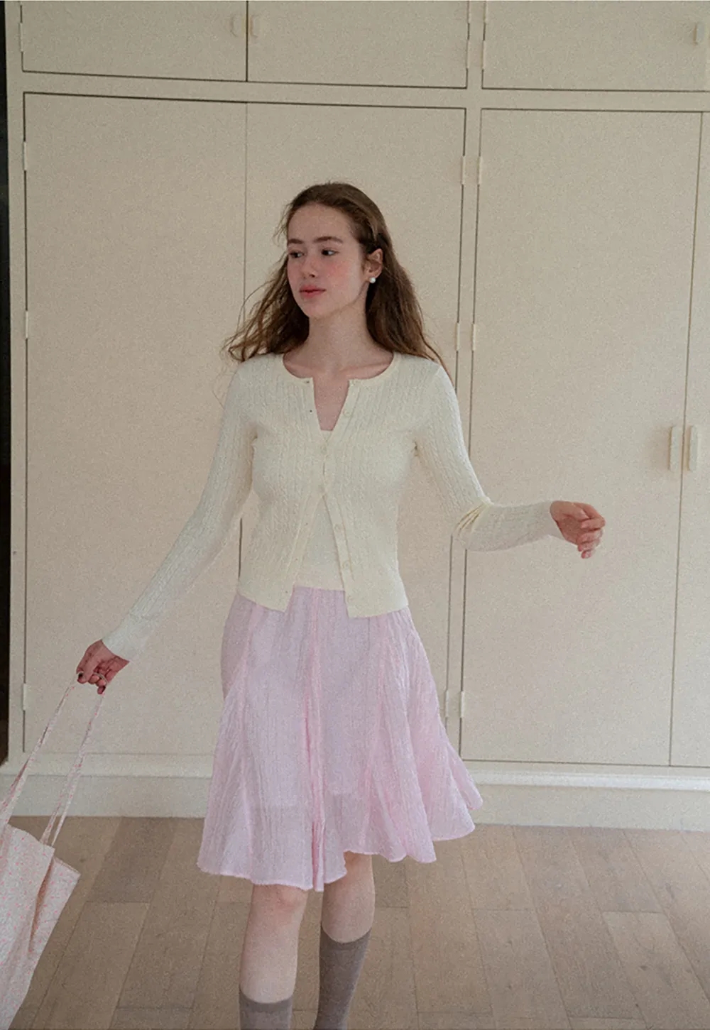 Ribbed Knit Cardigan with Button Front and V Neck