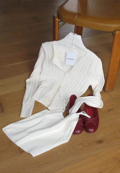 Ribbed Knit Cardigan with Button Front and V Neck