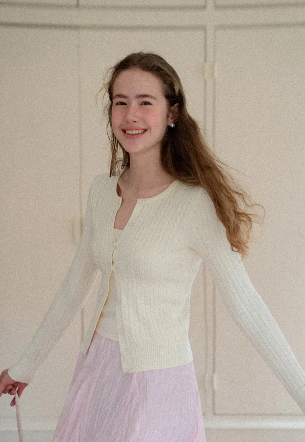 Ribbed Knit Cardigan with Button Front and V Neck
