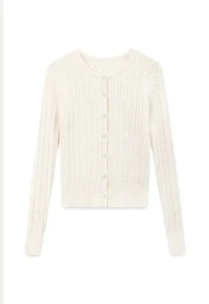 Ribbed Knit Cardigan with Button Front and V Neck