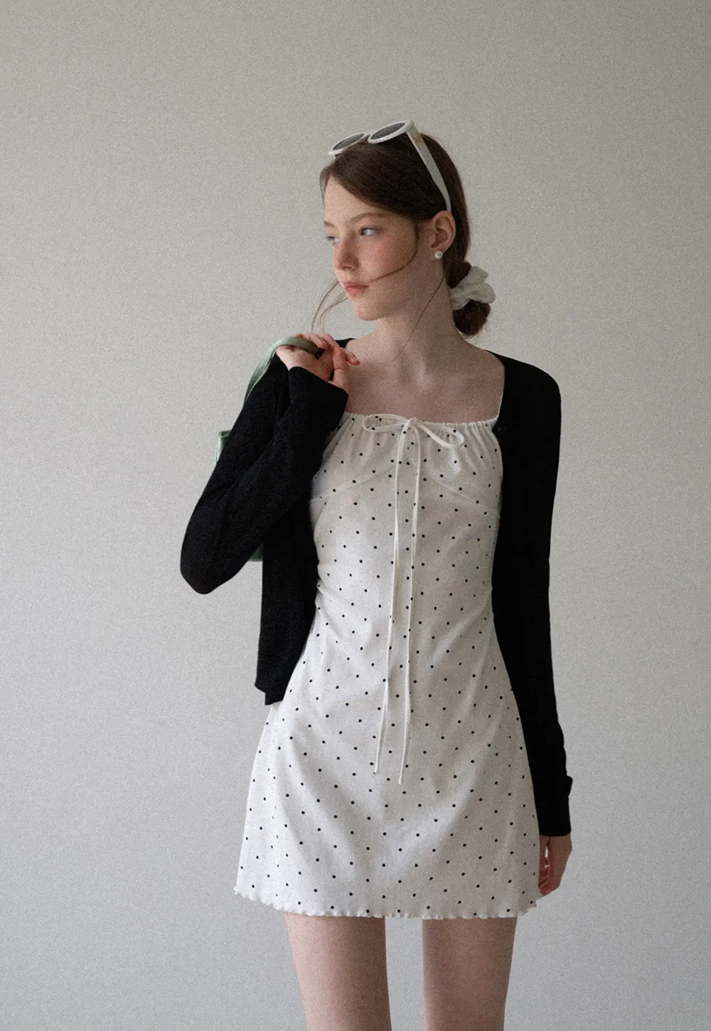 Drawstring Square Neck Long Sleeve Knit Sweater