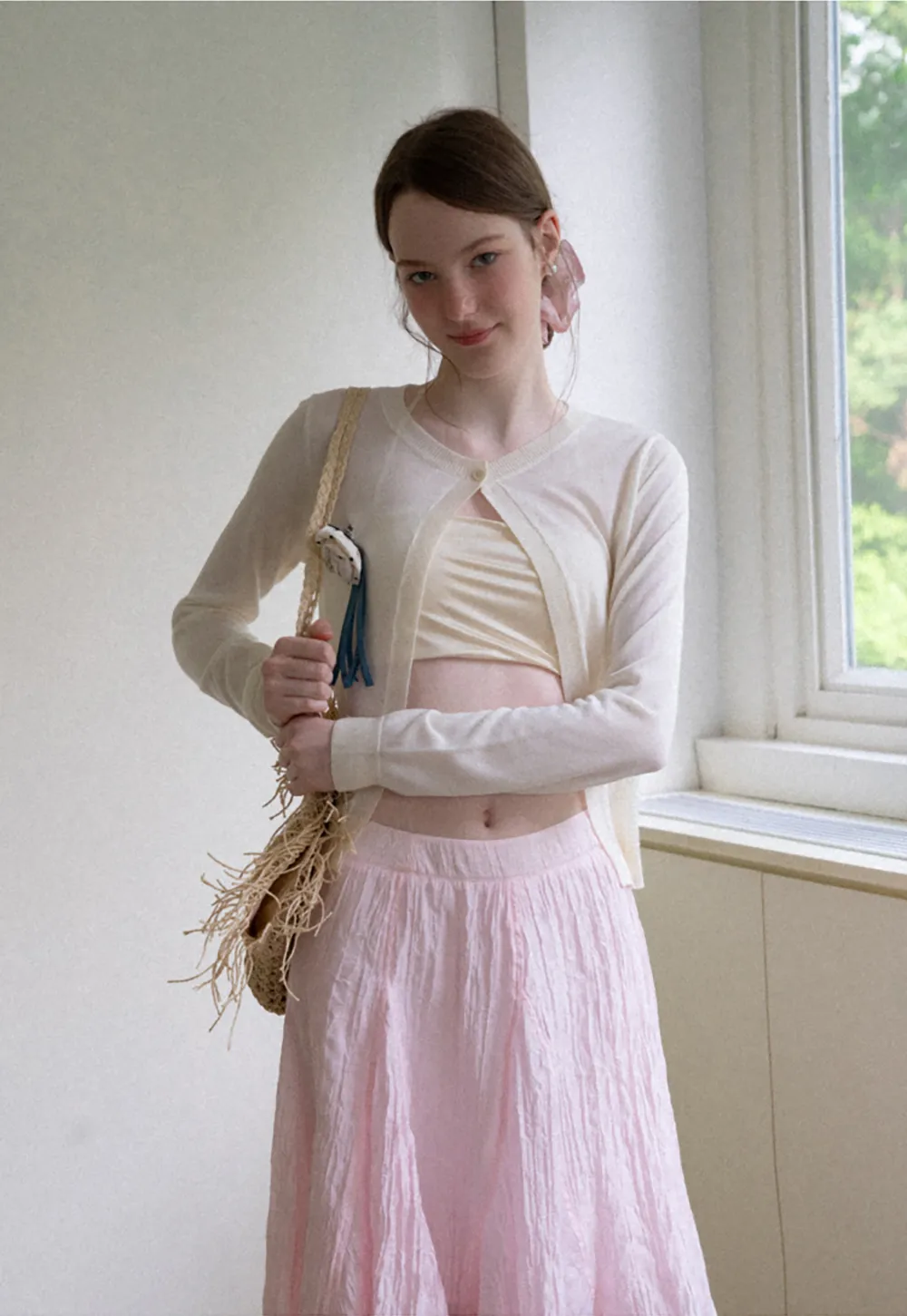 Drawstring Square Neck Long Sleeve Knit Sweater