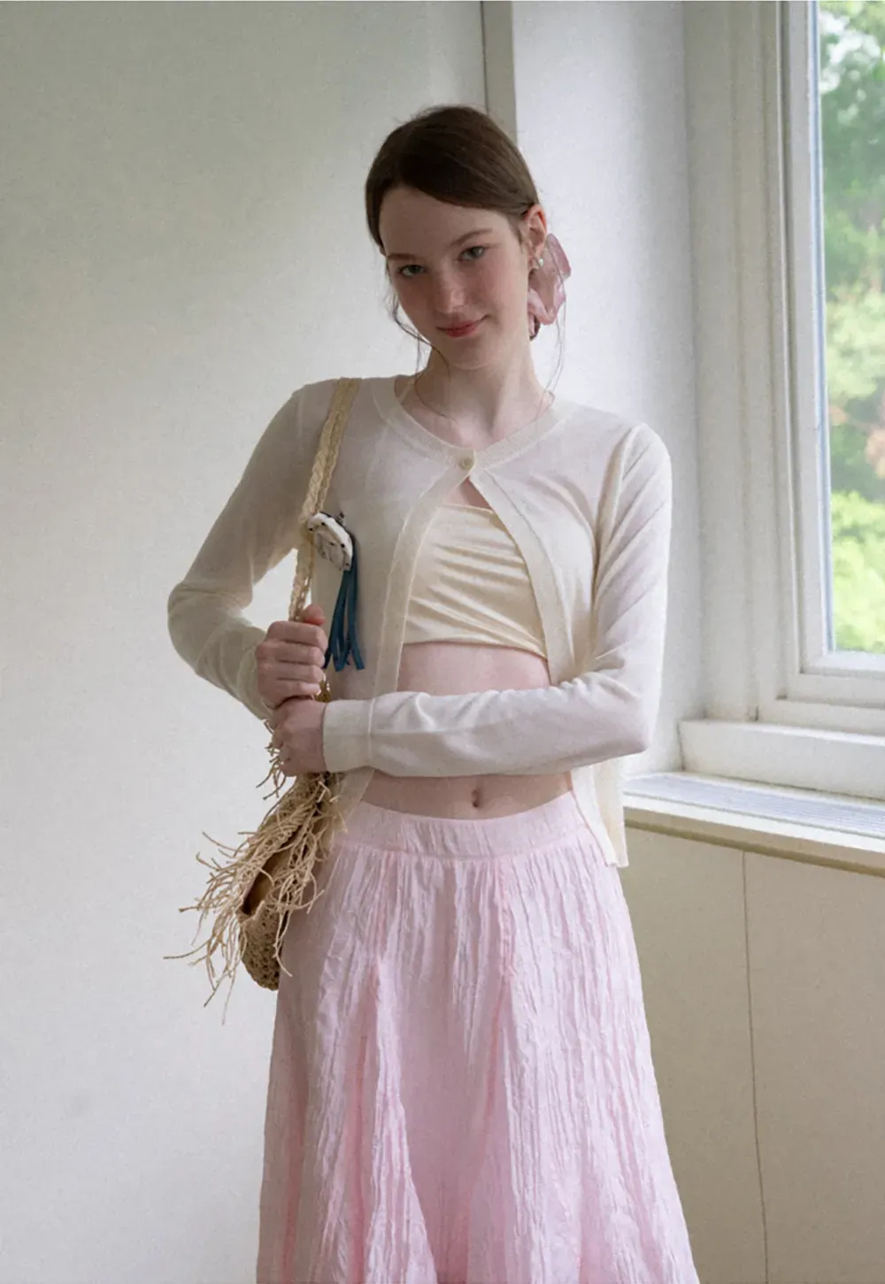 Drawstring Square Neck Long Sleeve Knit Sweater
