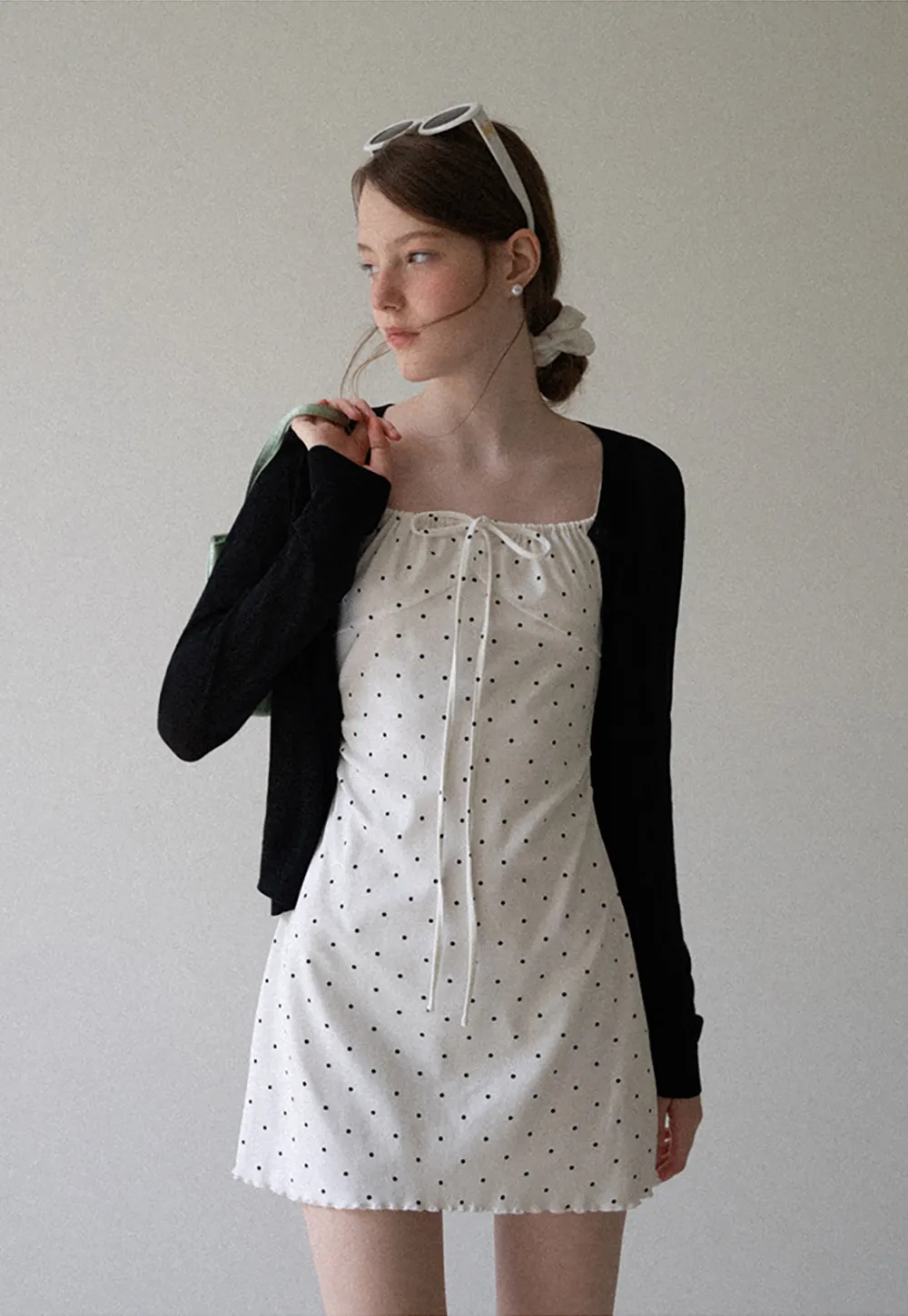 Drawstring Square Neck Long Sleeve Knit Sweater