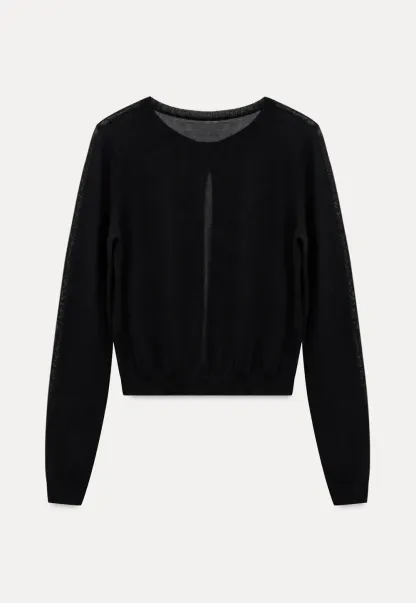 Drawstring Square Neck Long Sleeve Knit Sweater