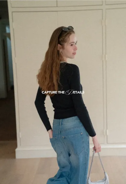 Cropped Ribbed Knit Sweater with Contrast Trim