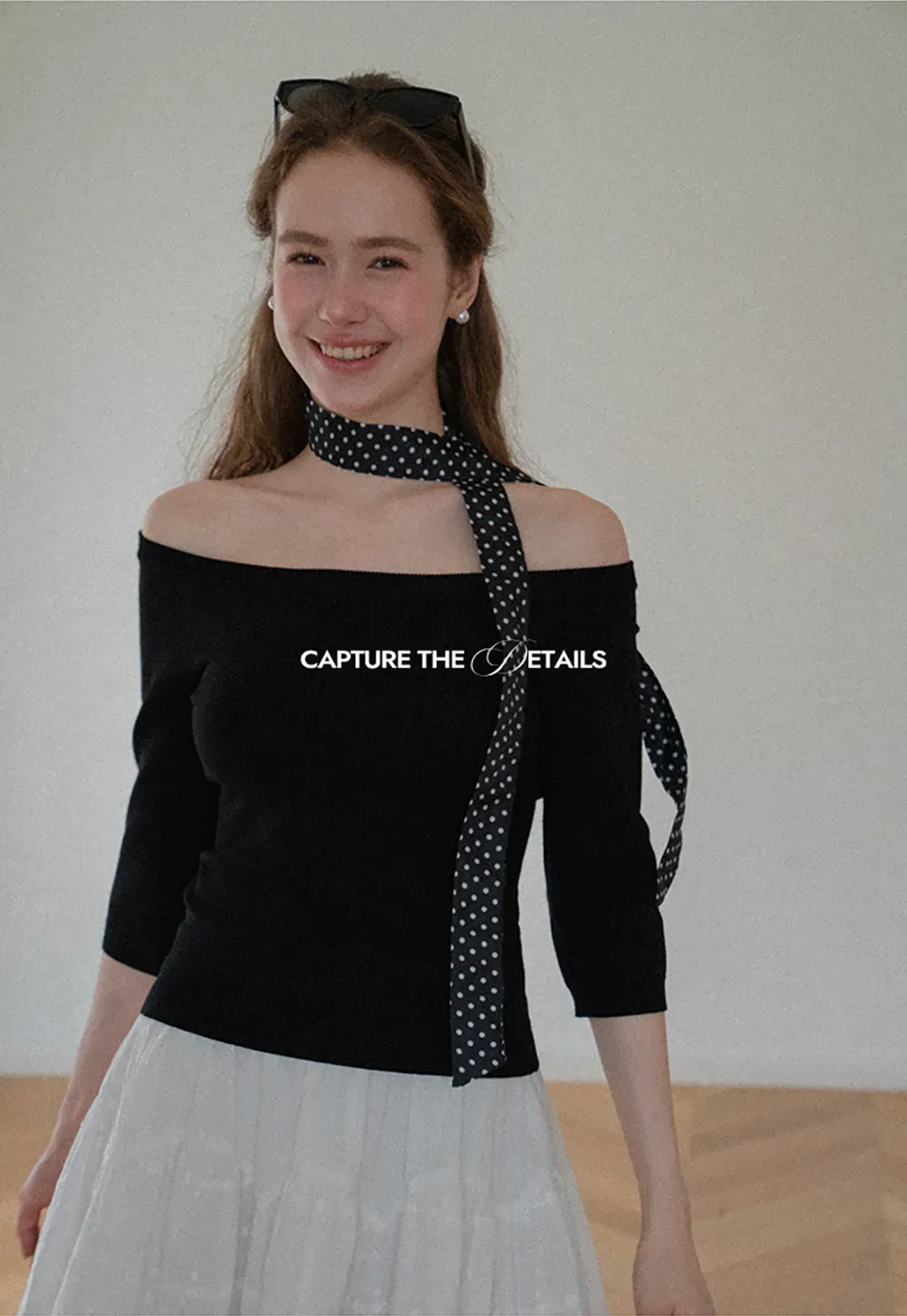 Off Shoulder Three Quarter Sleeve Knit Top