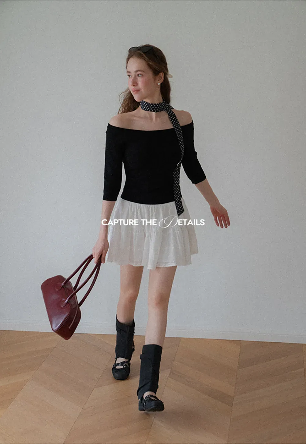 Off Shoulder Three Quarter Sleeve Knit Top