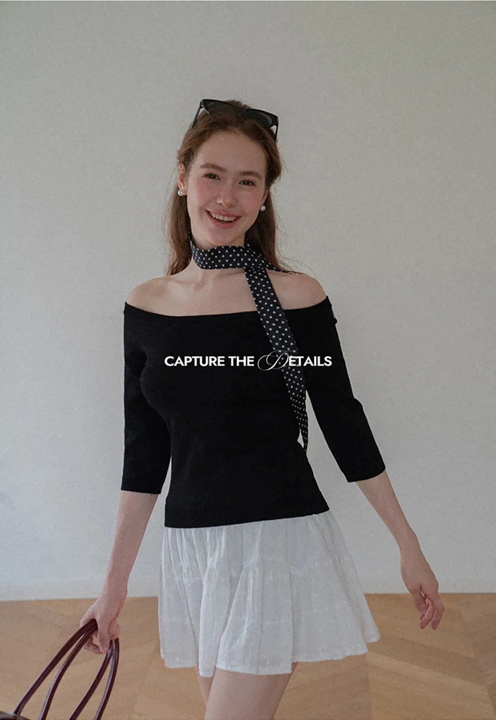 Off Shoulder Three Quarter Sleeve Knit Top