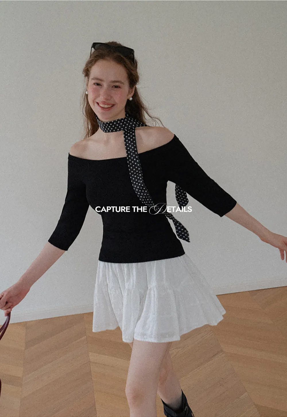 Off Shoulder Three Quarter Sleeve Knit Top