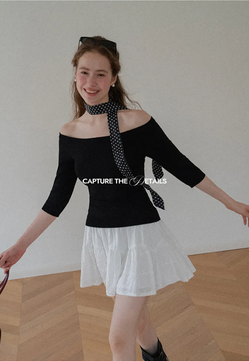 Off Shoulder Three Quarter Sleeve Knit Top