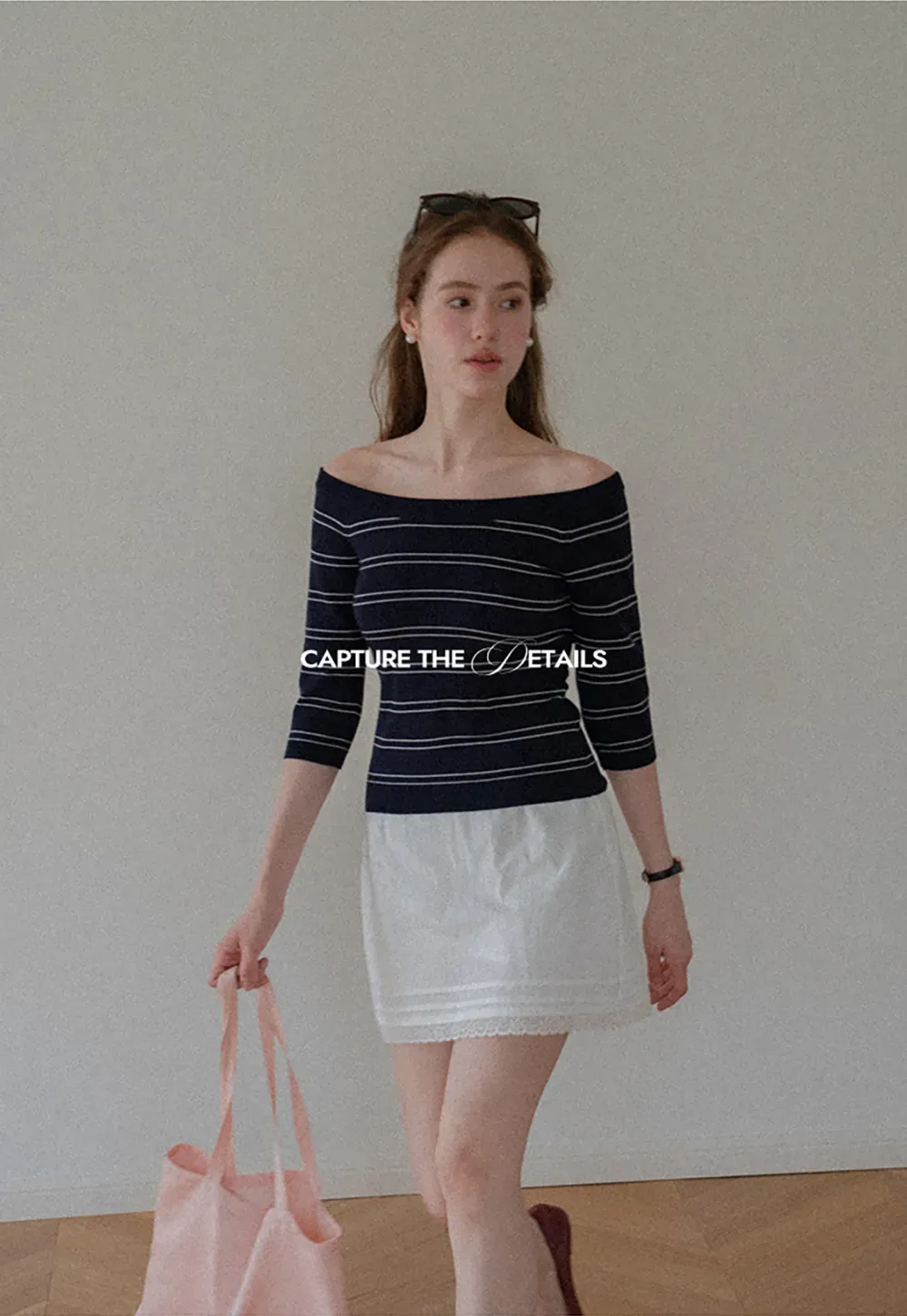 Off Shoulder Three Quarter Sleeve Knit Top