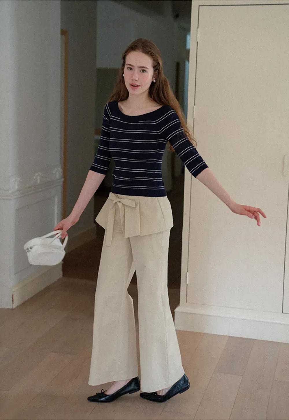Off Shoulder Three Quarter Sleeve Knit Top
