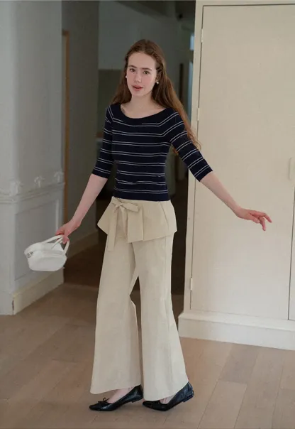 Off Shoulder Three Quarter Sleeve Knit Top