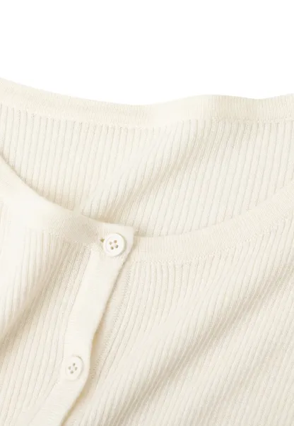 Cropped Ribbed Knit Cardigan with Button Front