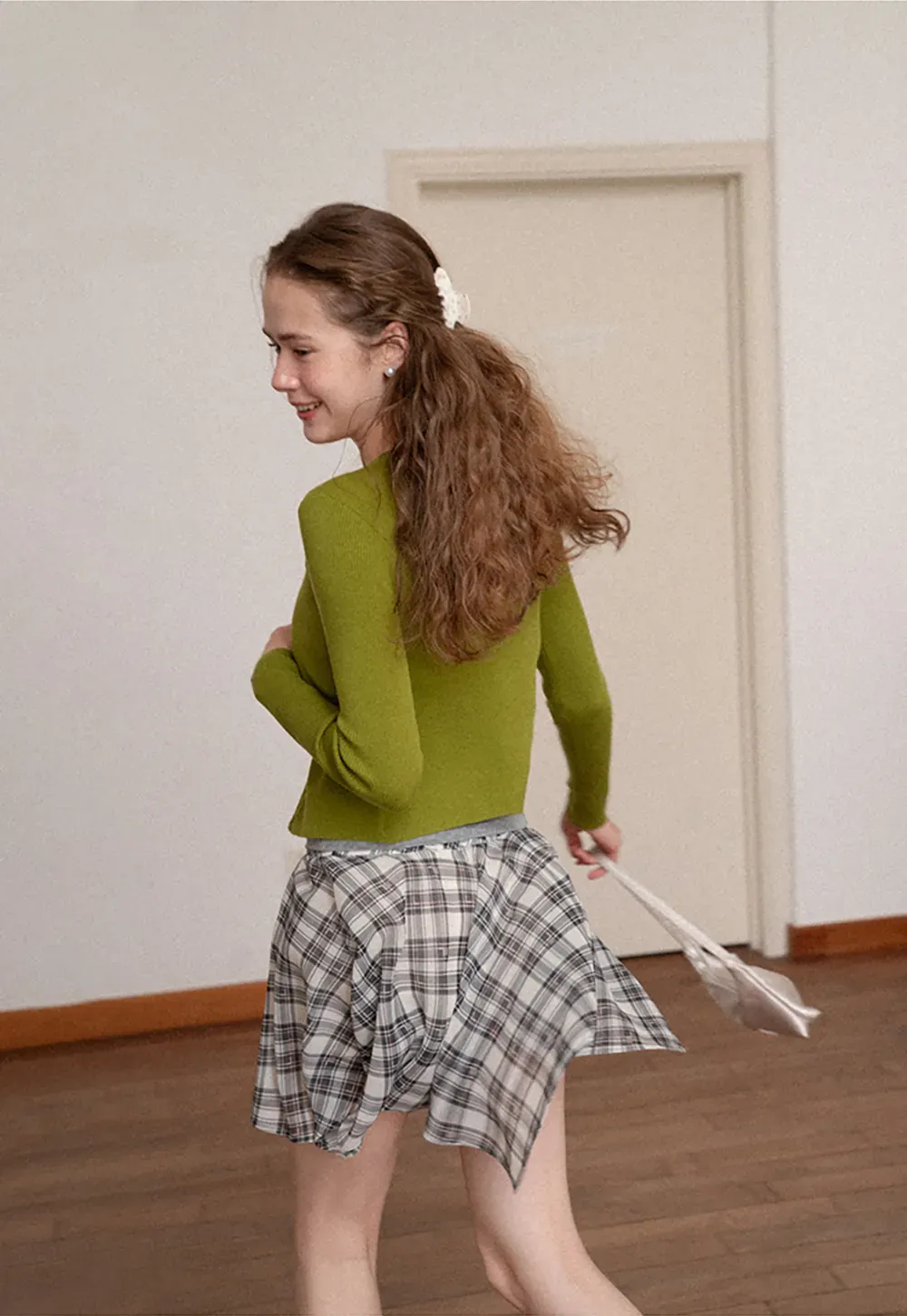 Cropped Ribbed Knit Cardigan with Button Front