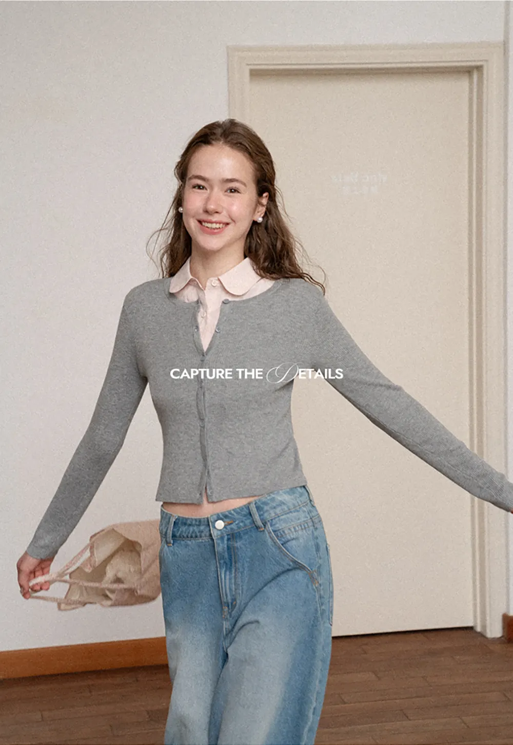Cropped Ribbed Knit Cardigan with Button Front