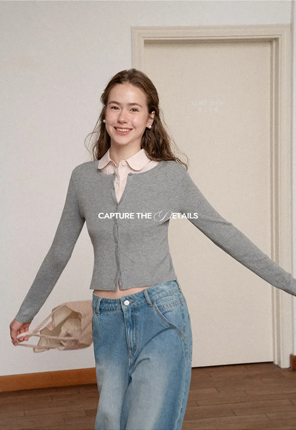 Cropped Ribbed Knit Cardigan with Button Front