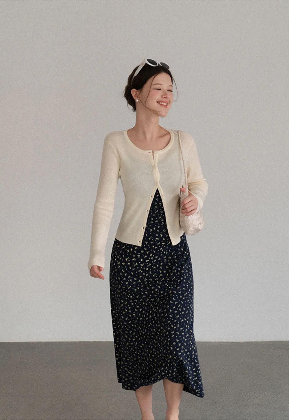 Cropped Ribbed Knit Cardigan with Button Front
