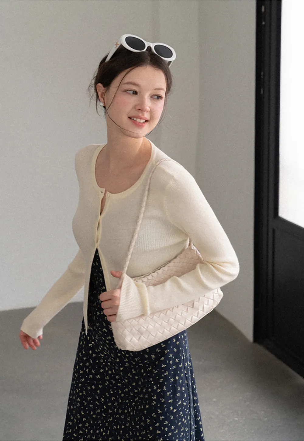 Cropped Ribbed Knit Cardigan with Button Front
