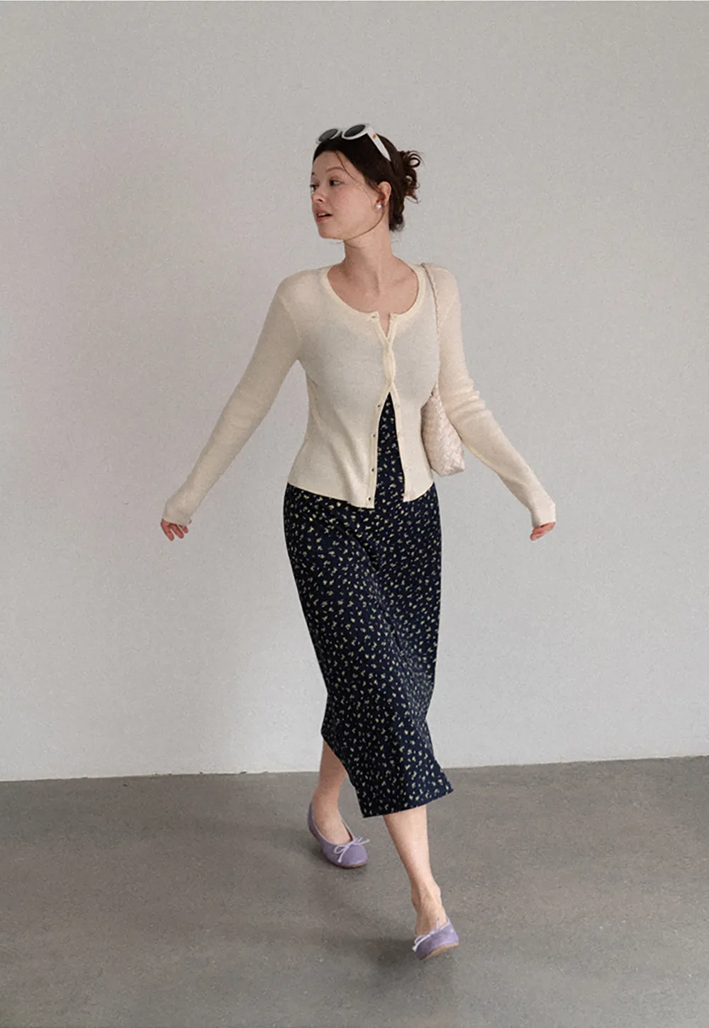 Cropped Ribbed Knit Cardigan with Button Front