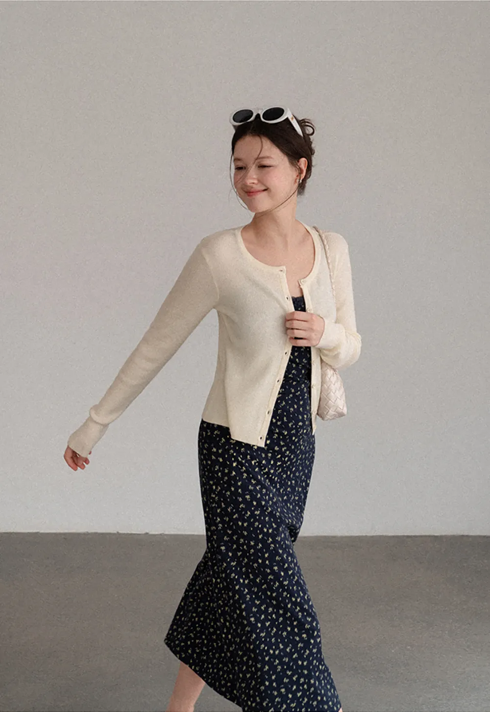 Cropped Ribbed Knit Cardigan with Button Front