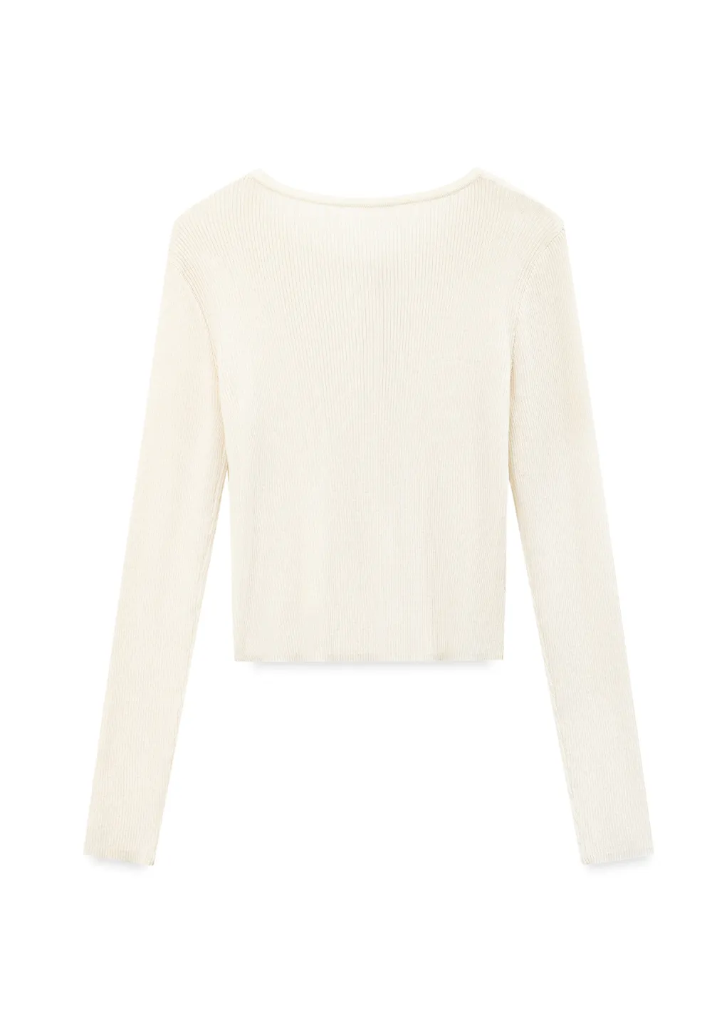 Cropped Ribbed Knit Cardigan with Button Front