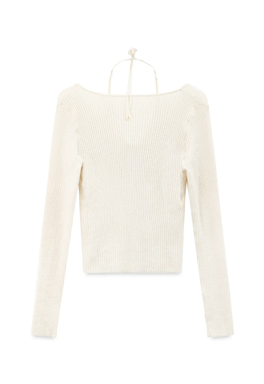 Ribbed Knit Halter Neck Button Front Cardigan