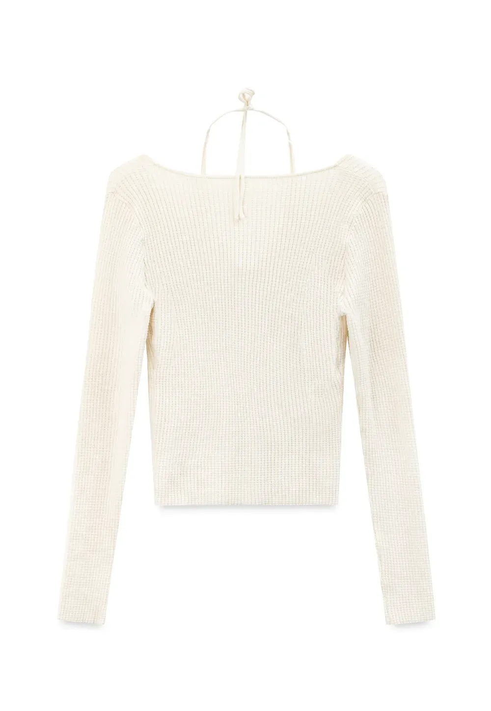 Ribbed Knit Halter Neck Button Front Cardigan