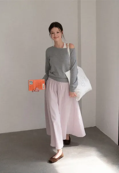 Off Shoulder Ribbed Knit Sweater
