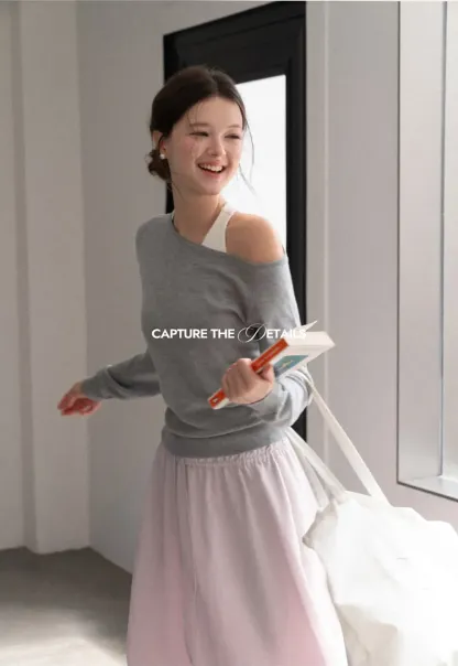 Off Shoulder Ribbed Knit Sweater