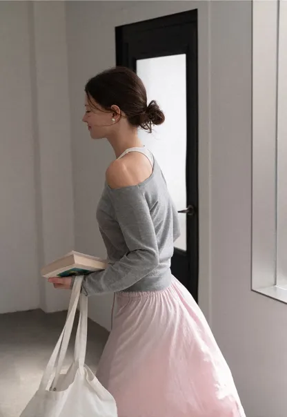 Off Shoulder Ribbed Knit Sweater