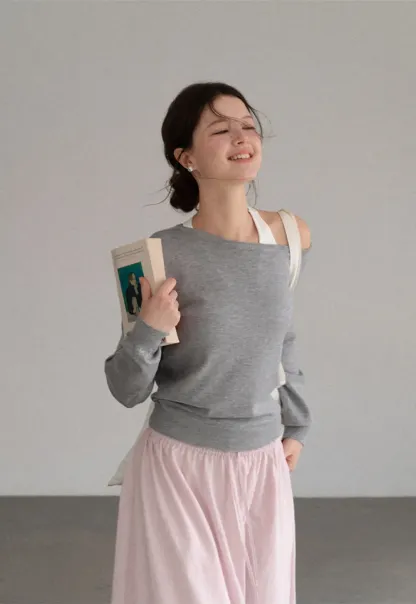 Off Shoulder Ribbed Knit Sweater