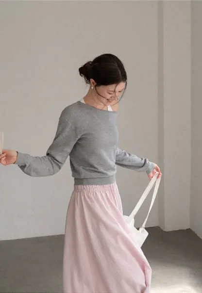 Off Shoulder Ribbed Knit Sweater